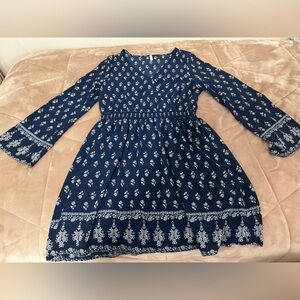 Exhilaration blue long sleeve floral dress size xl
